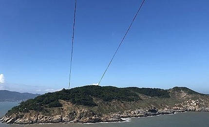 空中電纜跨海架接完成　大坵可望1週內復電  附加圖片