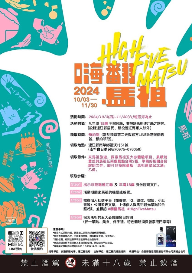 已發完哦「嗨翻馬祖 High Five Matsu」第二階段國際贈酒活動 照片